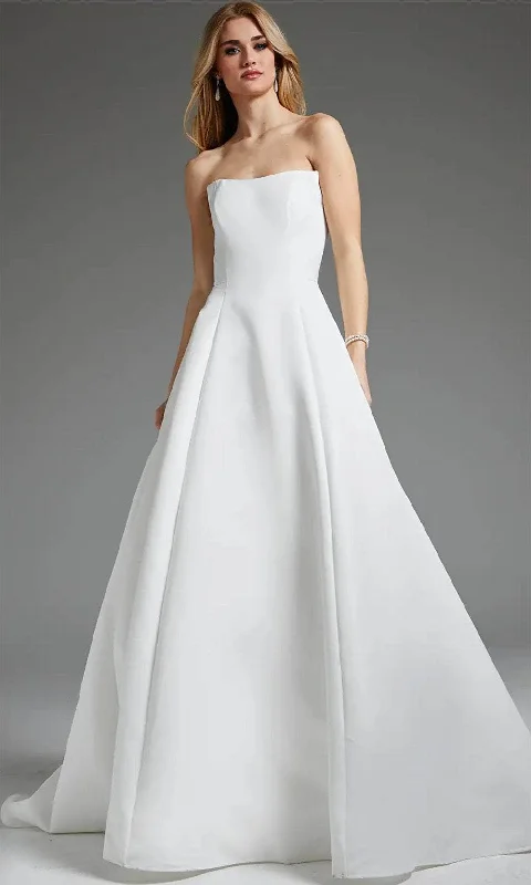 Wedding Dresses with Embroidered Tribal Patterns and Satin Sash and Beaded Waistband and Tulle Skirt and Belt for a Cultural and Glamorous LookJovani JB42346 - Strapless Seamed Bodice Bridal Gown Wedding Dresses with Embroidered Tribal Patterns and Satin Sash and Beaded Waistband and Tulle Skirt and Belt for a Cultural and Glamorous LookJovani JB42346 - Strapless Seamed Bodice Bridal Gown