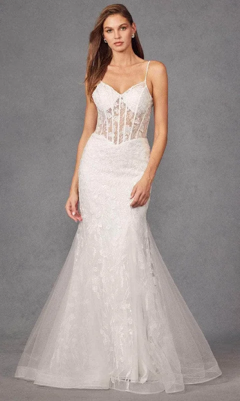 Colorful non - white wedding dress for a bold brideJuliet Dresses JT2441SW - Sleeveless Embroidered Bridal Gown