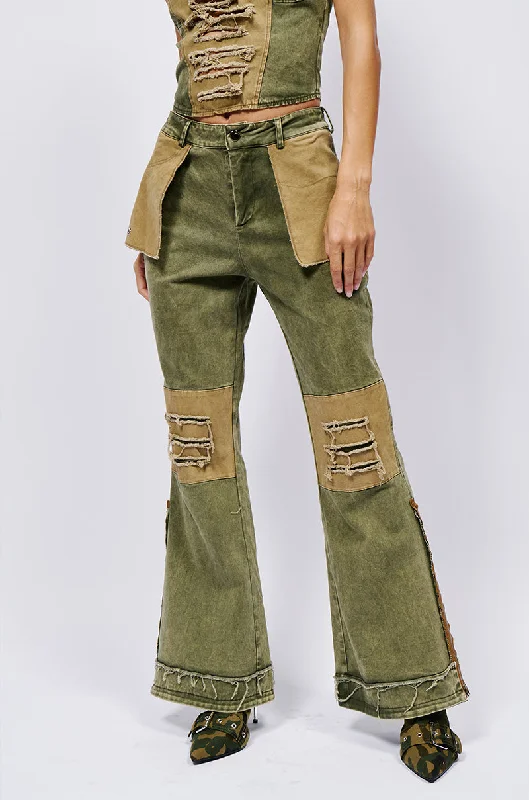 Cuffed straight leg pants for women in a neat lookKILL THE LIGHTS FLARE DENIM PANT