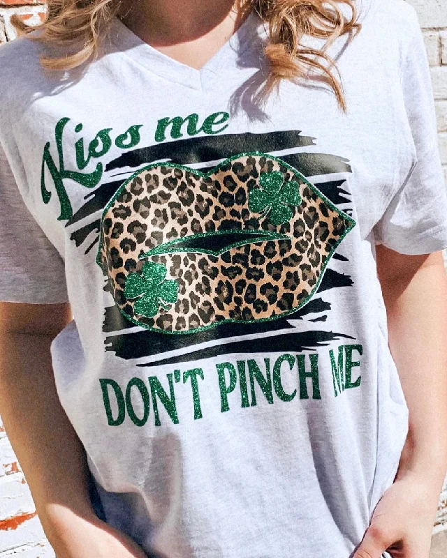 Tassel - trimmed women's T - shirt for a bohemian styleKiss Me Don't Pinch Me Tee