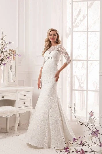 Detachable skirt wedding dress for versatilityLace Long Sleeve Bow Floor Length Sheath Dress Detachable skirt wedding dress for versatilityLace Long Sleeve Bow Floor Length Sheath Dress