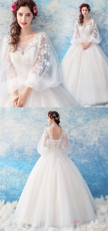 Disney - princess - inspired wedding dressLace-Up Balloon Sleeves Ball Gown Wedding Dress princess prom dress cg19273 Disney - princess - inspired wedding dressLace-Up Balloon Sleeves Ball Gown Wedding Dress princess prom dress cg19273