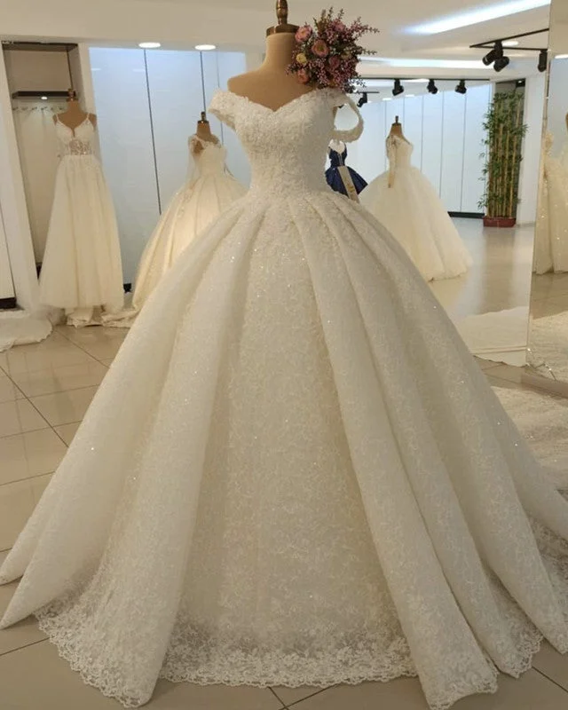 Chiffon - draped empire waist wedding dressLace Wedding Dress Princess Ball Gown Off Shoulder Chiffon - draped empire waist wedding dressLace Wedding Dress Princess Ball Gown Off Shoulder