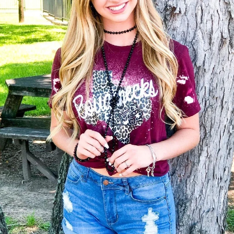 Open - front women's T - shirt with a beltLadies Bleached Leopard Roughneck Tee