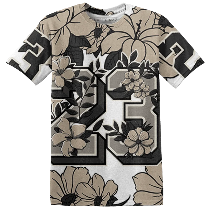 Women's T - shirt with a metallic - colored yarn and a ribbed textureNastyJamz Latte 1s T Shirt Match 23 Floral 3D All-Over Print Flower