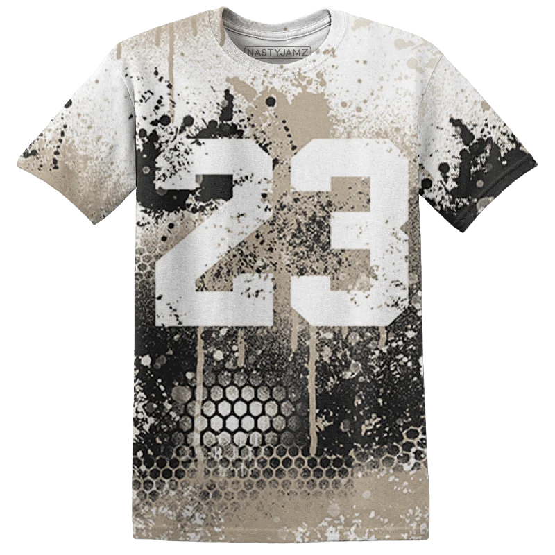 Open - work women's T - shirt with a scalloped hemNastyJamz Latte 1s T Shirt Match 23 Painted Graffiti