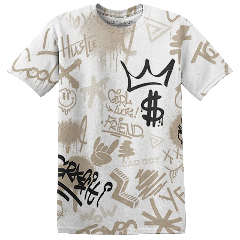 Women's T - shirt with a dropped - shoulder and wide - sleeve designNastyJamz Latte 1s T Shirt Match Graffiti King 3D All-Over Print Doodle Style