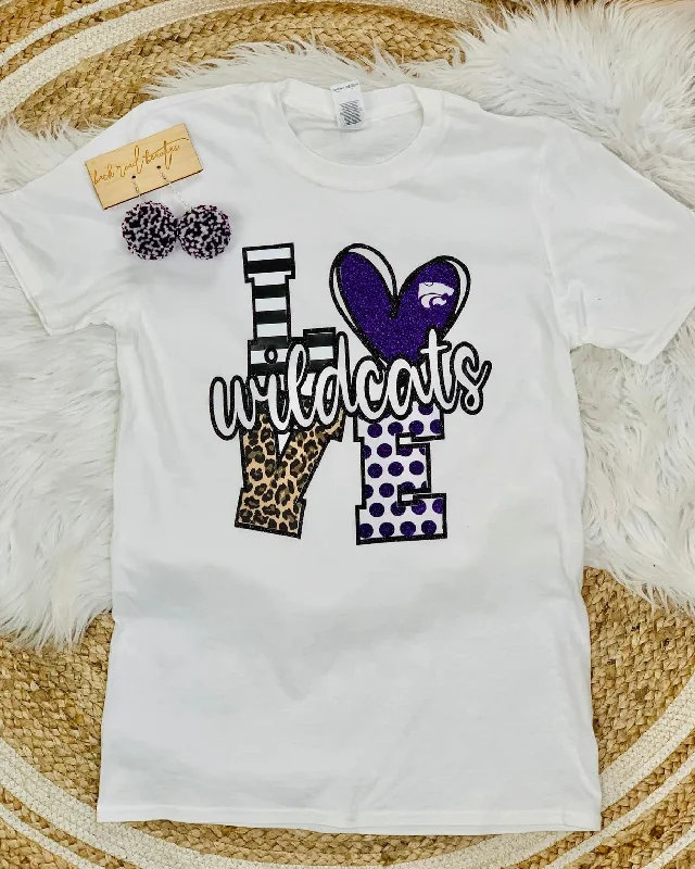 Women's T - shirt with a metallic - colored yarn and a ribbed textureLeopard Love Wildcats Tee