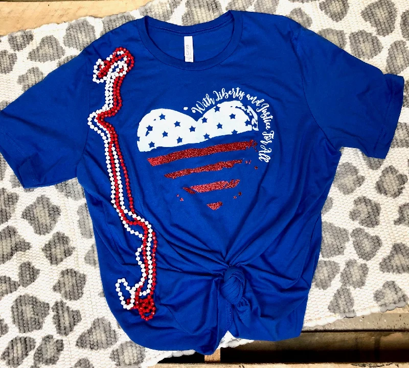Women's lace - trimmed T - shirt for a delicate lookLiberty & Justice Tee