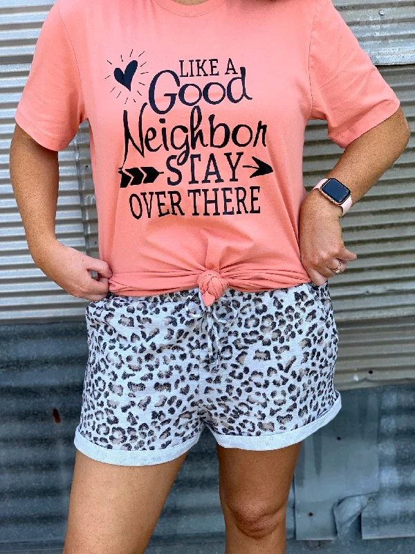 Printed women's T - shirt with a vintage - inspired floral patternLike a Good Neighbor Tee