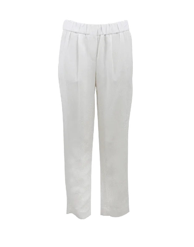 Paisley patterned wide leg jeans for women in an elegant and unique styleLinen Front Pleat Pull-On Pant