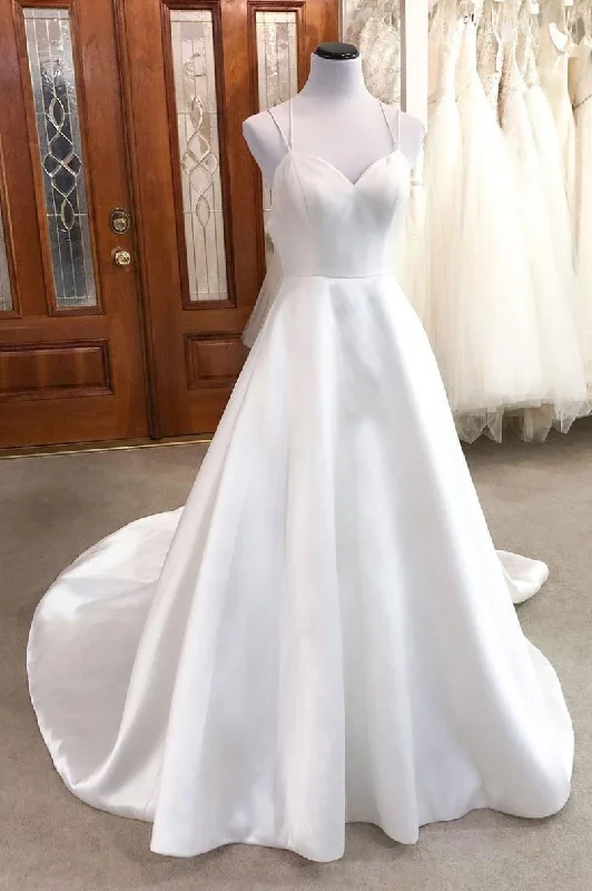 Beach - appropriate short wedding dresslong prom dress Simple white v neck satin long wedding dress white bridal dress cg14526 Beach - appropriate short wedding dresslong prom dress Simple white v neck satin long wedding dress white bridal dress cg14526