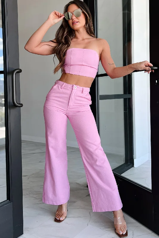 Leather look pants for women in a budget - friendly optionMarcella Cotton Twill Wide Leg Pants (Orchid)
