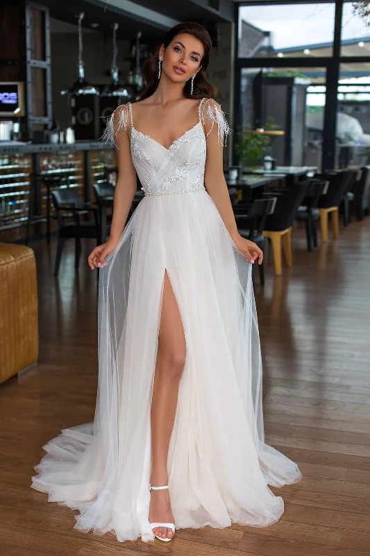 Strapless Wedding Dresses with Tassel Accents and Sequined Belt for a Fun LookMaxima