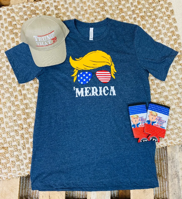 Women's T - shirt with a ribbed cuffs and hemMerica' Hair Tee