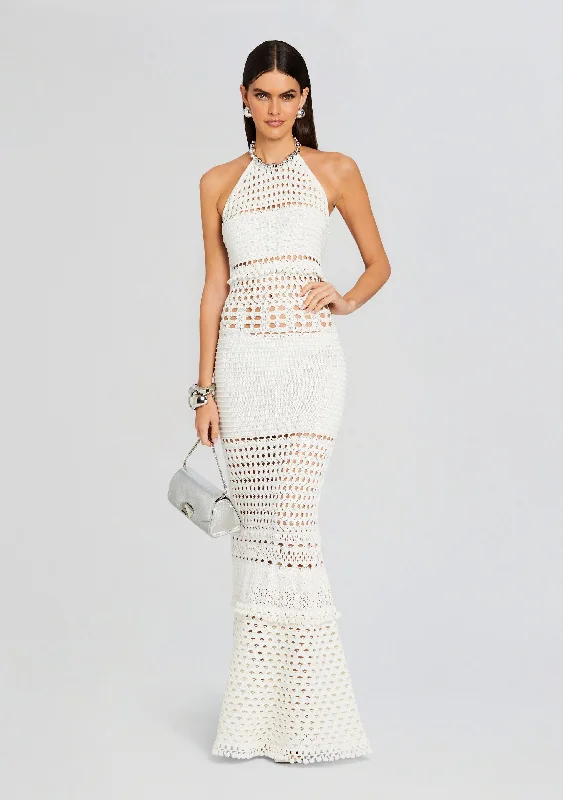A - line ball gown wedding dress with cathedral trainMesa Knit Crochet Dress