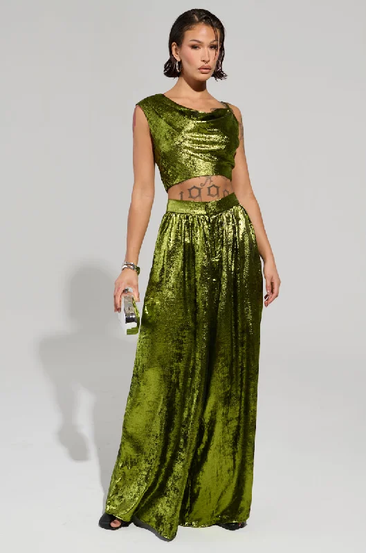 Trousers with side slits for women in a modern designMETALLIC DREAM PANT