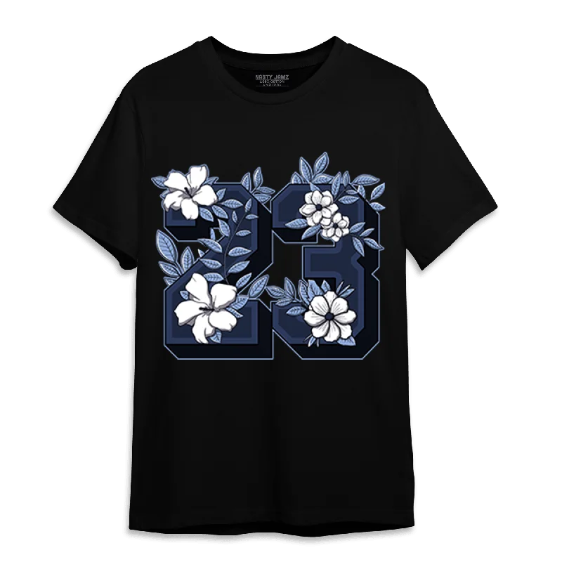 Printed women's T - shirt with a retro - inspired patternNastyJamz Midnight Navy 5s T Shirt Match 23 Floral
