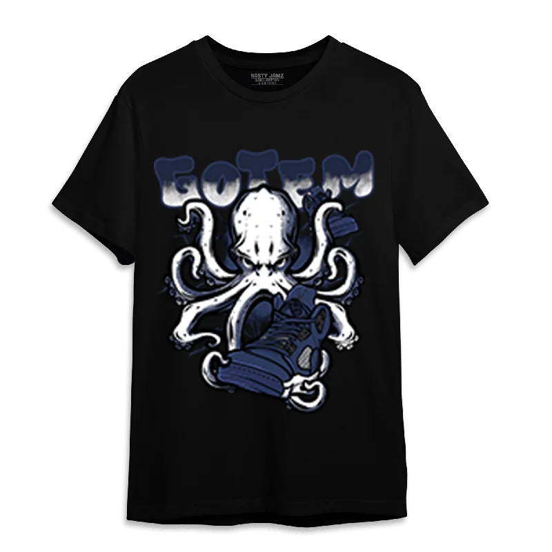 Cable knit women's T - shirt with a shawl collarNastyJamz Midnight Navy 5s T Shirt Match Octopus Got Em