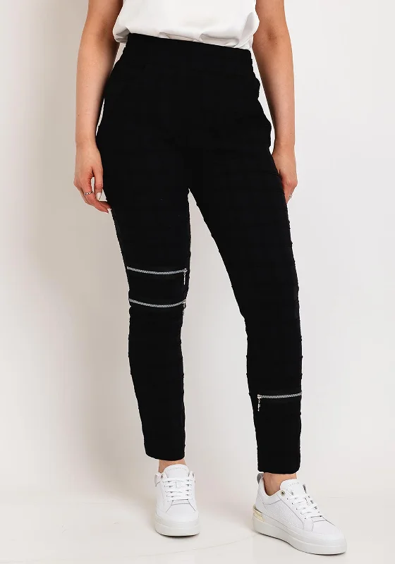 Tartan plaid wide leg pants for women in a vintage and trendy styleMy Soul Zip Detail Slim Leg Textured Trousers, Black Tartan plaid wide leg pants for women in a vintage and trendy styleMy Soul Zip Detail Slim Leg Textured Trousers, Black