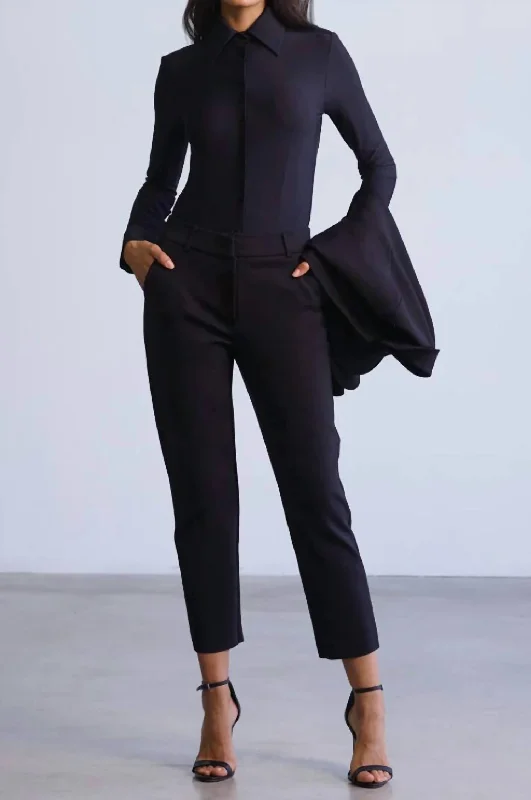 Wide leg linen blend pants for women in summerNeoprene Ceo 7/8 Trouser In Black