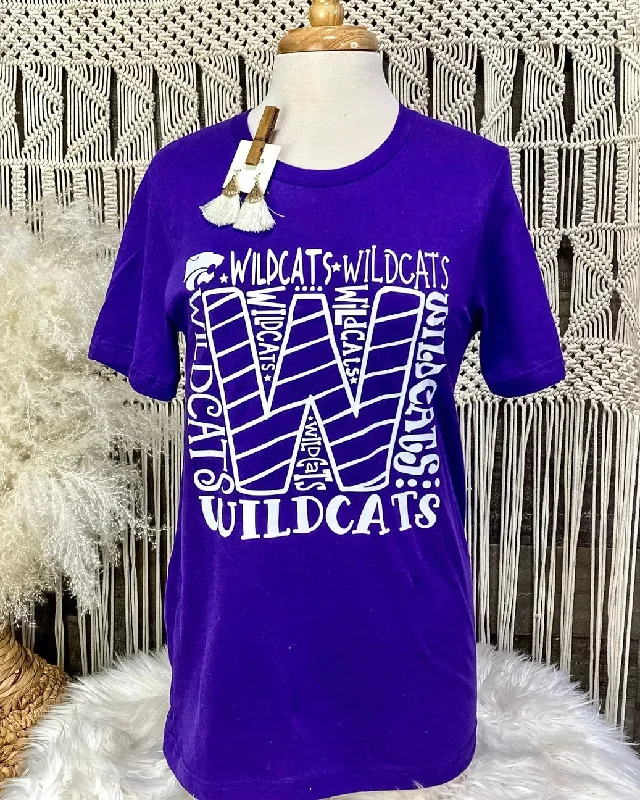 Long - sleeved women's T - shirt with a bell - sleeve designNever Enough Wildcats Tee