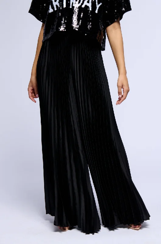 Pencil pants for women in a sleek styleNOT YOUR AVERAGE PLEATED SATIN PALAZZO PANT