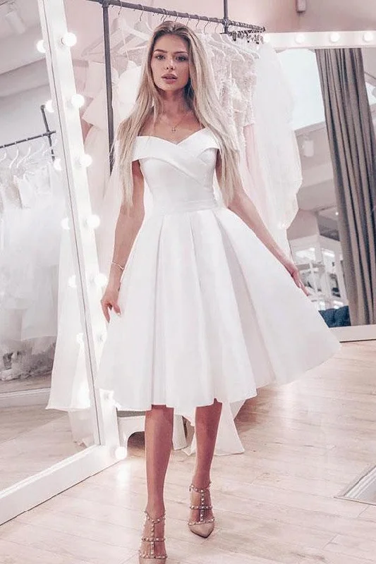Italian - made luxury wedding dressOff-the-shoulder Little White Wedding Dress Short A-line Skirt Italian - made luxury wedding dressOff-the-shoulder Little White Wedding Dress Short A-line Skirt