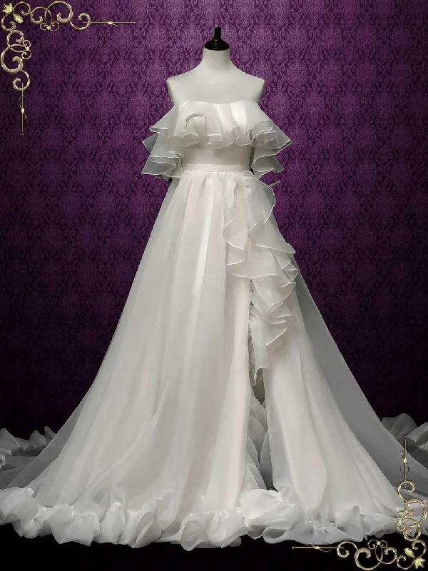 Silk - dupioni wedding dress for a luxurious feelOff the Shoulder Organza Ruffles Wedding Dress VIVIENNE Silk - dupioni wedding dress for a luxurious feelOff the Shoulder Organza Ruffles Wedding Dress VIVIENNE