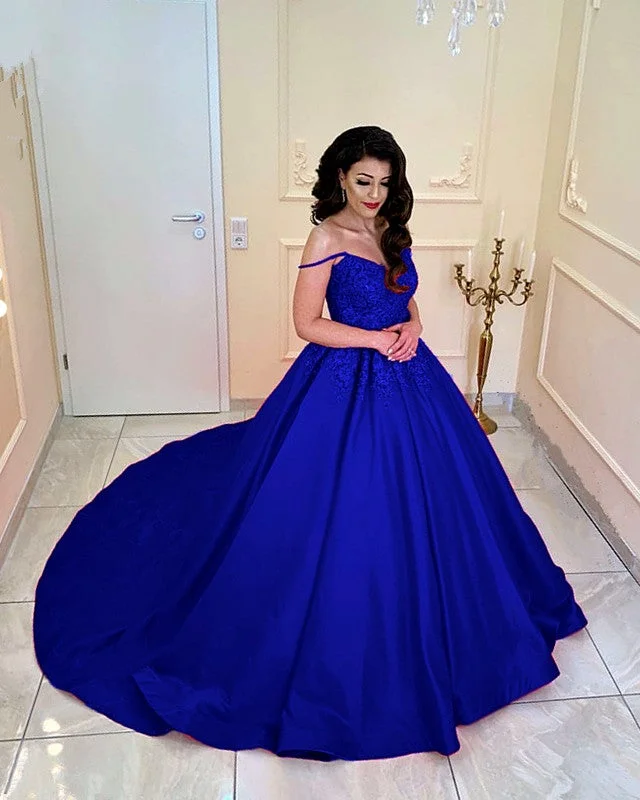 Quilted - fabric wedding dress for a unique textureOff The Shoulder Satin Ball Gown Dresses Quilted - fabric wedding dress for a unique textureOff The Shoulder Satin Ball Gown Dresses