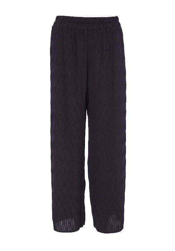 Metallic effect pants for women in a glamorous styleOra Wave Pleated Crop Leg Trouser, Black