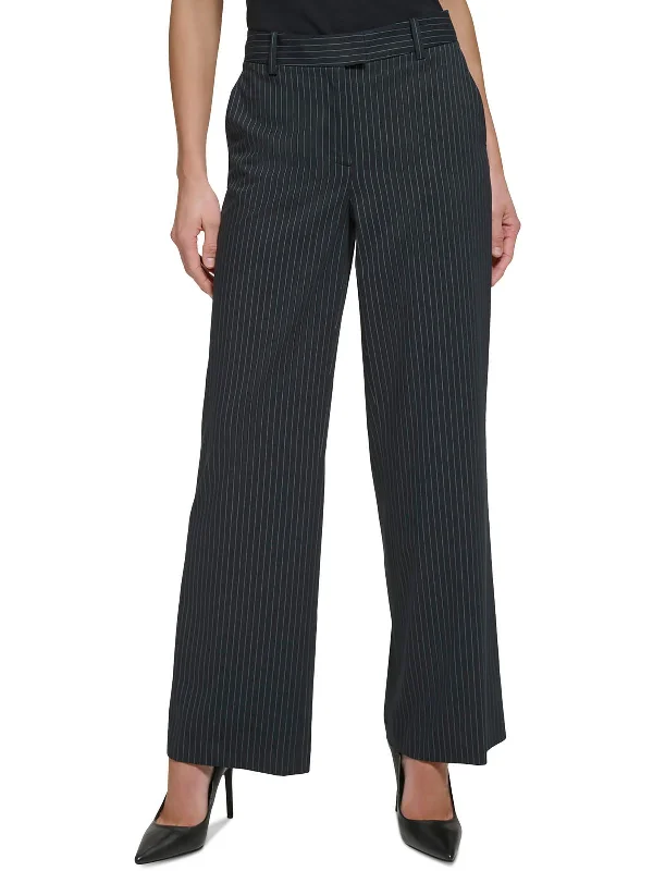 Paisley print pants for women in an exotic stylePetites Womens High Rise Business Wide Leg Pants