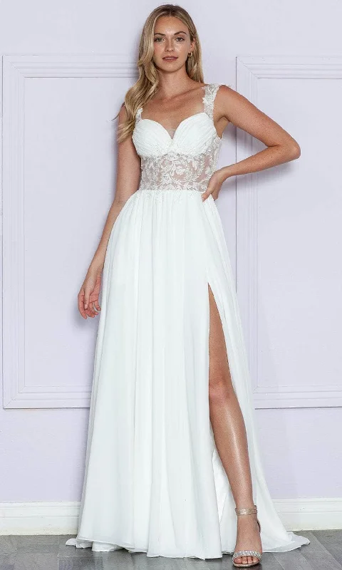 High - low hem wedding dress for a trendy touchPoly USA 9376 - Illusion Embroidered Sweetheart Prom Dress High - low hem wedding dress for a trendy touchPoly USA 9376 - Illusion Embroidered Sweetheart Prom Dress