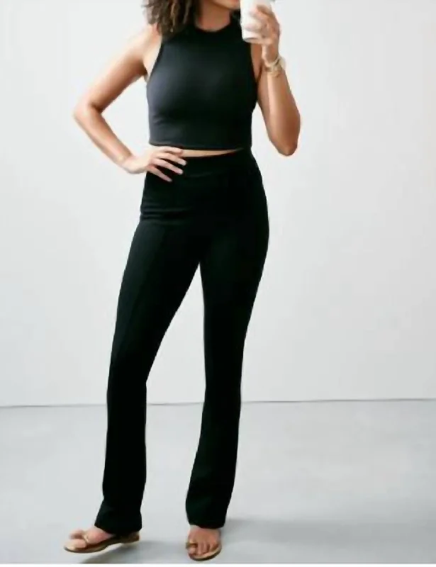 Thermal lined pants for women in cold weatherPonte Micro Flare Pant In Classic Black