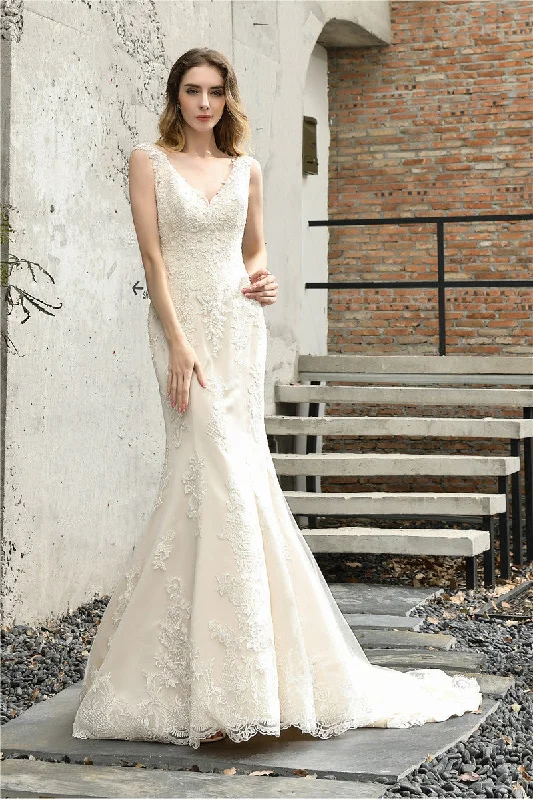 Multicultural - inspired wedding dressPrincess V Neck Mermaid Ivory Lace Wedding Dress Multicultural - inspired wedding dressPrincess V Neck Mermaid Ivory Lace Wedding Dress
