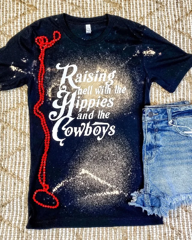 Printed women's T - shirt with a nautical - themed patternRaising Hell Bleached Tee