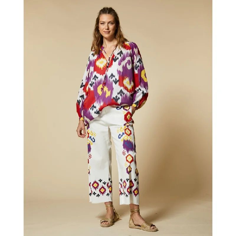 Wide leg silk blend pants for women in a luxurious and flowy styleRANCH