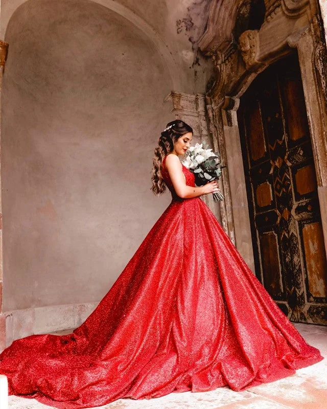 Detachable skirt wedding dress for versatilityRed Wedding Dresses Sequin V Neck Ball Gowns Detachable skirt wedding dress for versatilityRed Wedding Dresses Sequin V Neck Ball Gowns
