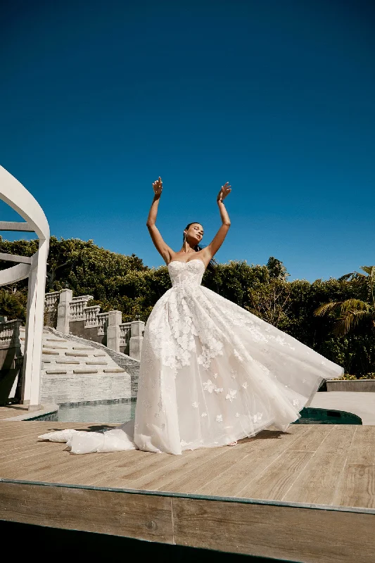 Contemporary geometric - print wedding dressRenee