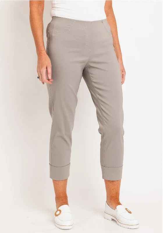 Flared pants for women to flatter the figureRobell Bella 09 Turn Up Crop Trousers, Taupe