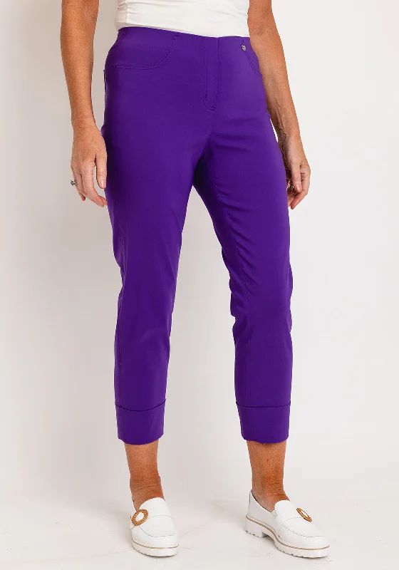High rise cigarette pants for women in autumnRobell Bella 09 Turn Up Crop Trousers, Deep Purple