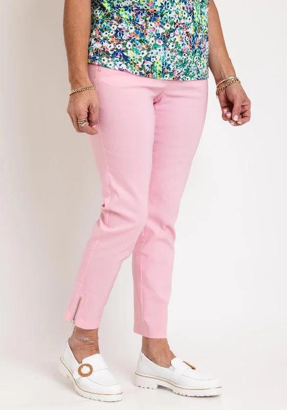Metallic lame pants for women in a shiny styleRobell Nena 09 Ankle Grazer Zip Detail Trousers, Pink