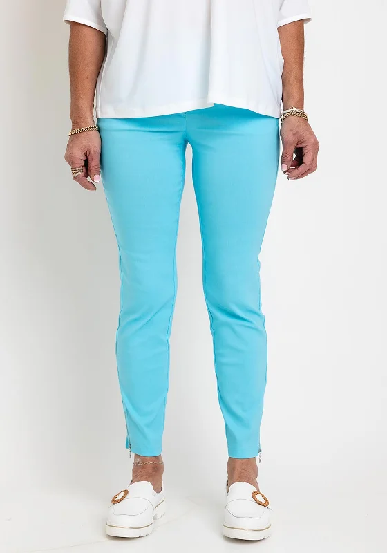 Embroidered linen pants for women in a natural styleRobell Nena 09 Ankle Grazer Zip Detail Trousers, Blue