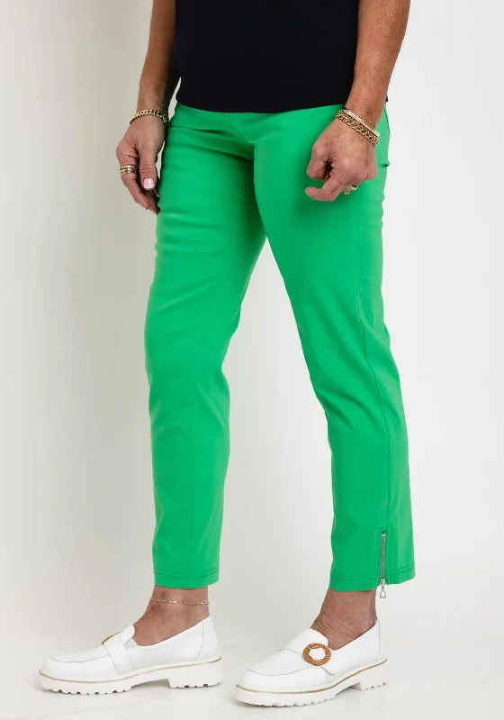 Ankle pants with zippers for women in a convenient designRobell Nena 09 Ankle Grazer Zip Detail Trousers, Green