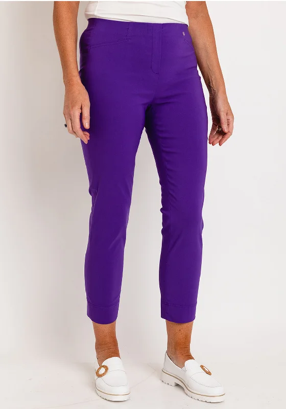 Thermal lined wide leg pants for women in a warm and stylish styleRobell Rose 09 Ankle Grazer Trousers, Deep Purple
