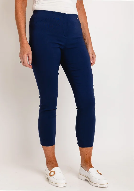 Lightweight wide leg hiking pants for women in outdoor activitiesRobell Rose 09 Ankle Grazer Trousers, Indigo Blue