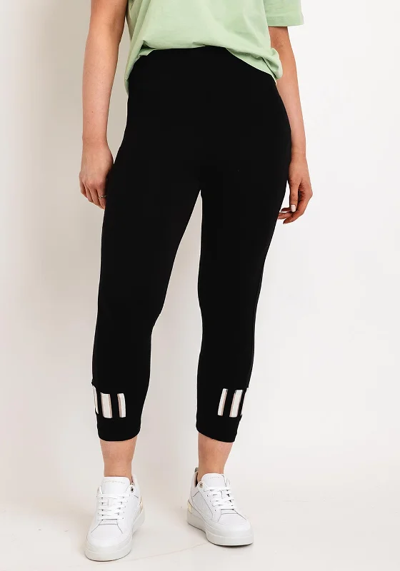Drawstring jogger pants for women in a casual sporty lookEver Sassy Striped Cuffs Leggings, Black