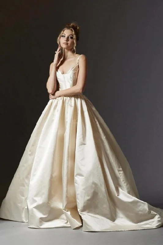 Wedding Dresses with Satin and Lace Trimmed Neckline and Ruffled Sleeves and Embroidered Skirt and Bow at the Back and Belt for a Sophisticated and Girly LookSatin Champagne Wedding Gown with Ruched Sweetheart Wedding Dresses with Satin and Lace Trimmed Neckline and Ruffled Sleeves and Embroidered Skirt and Bow at the Back and Belt for a Sophisticated and Girly LookSatin Champagne Wedding Gown with Ruched Sweetheart