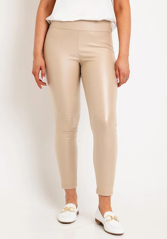 Embroidered denim wide leg pants for women in a unique and eye - catching styleSoyconcept Pam 2 Faux Leather Leggings, Sand