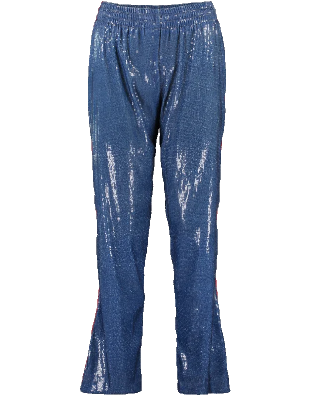 Floral embroidered wide leg pants for women in a delicate and feminine styleSequin Love Track Pant